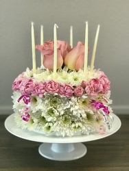 Deluxe Birthday Flower Cake Davenport Florist - Same Day Flower Delivery - Flower Power 